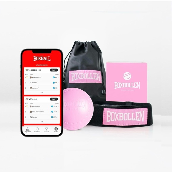 ⭕️Boxbollen Boxing Ball w Adjustable Strap. Interactive App Pink and Black SET - Picture 6 of 10
